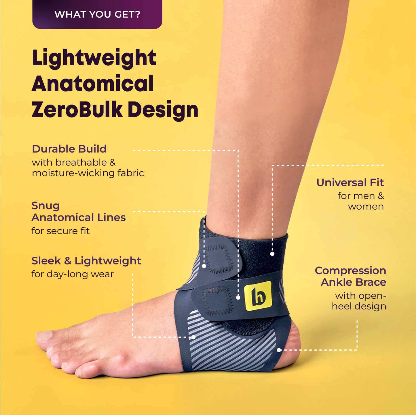 Ankle Support Brace with Open Heel for Stability, Workout & Recovery