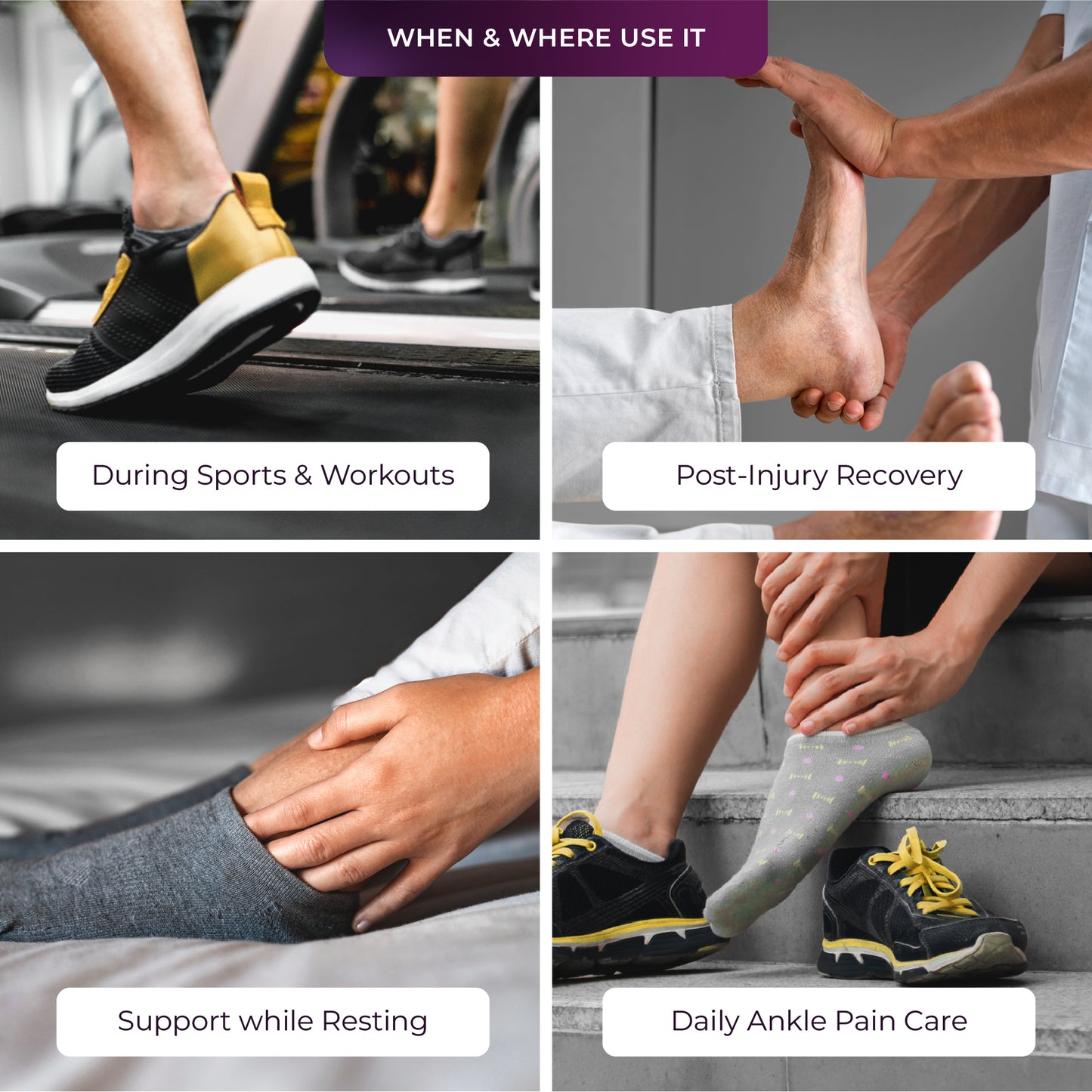 Ankle Support Brace with Open Heel for Stability, Workout & Recovery