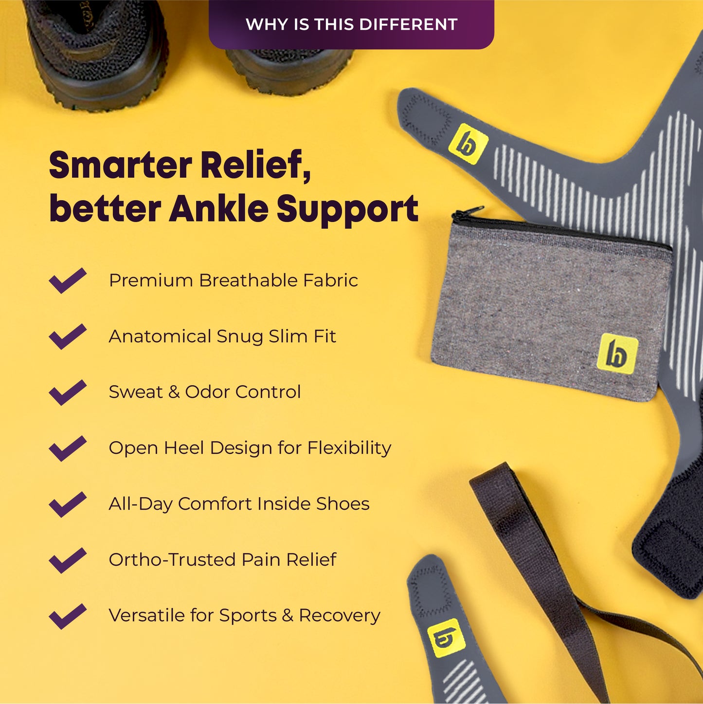 Ankle Support Brace with Open Heel for Stability, Workout & Recovery