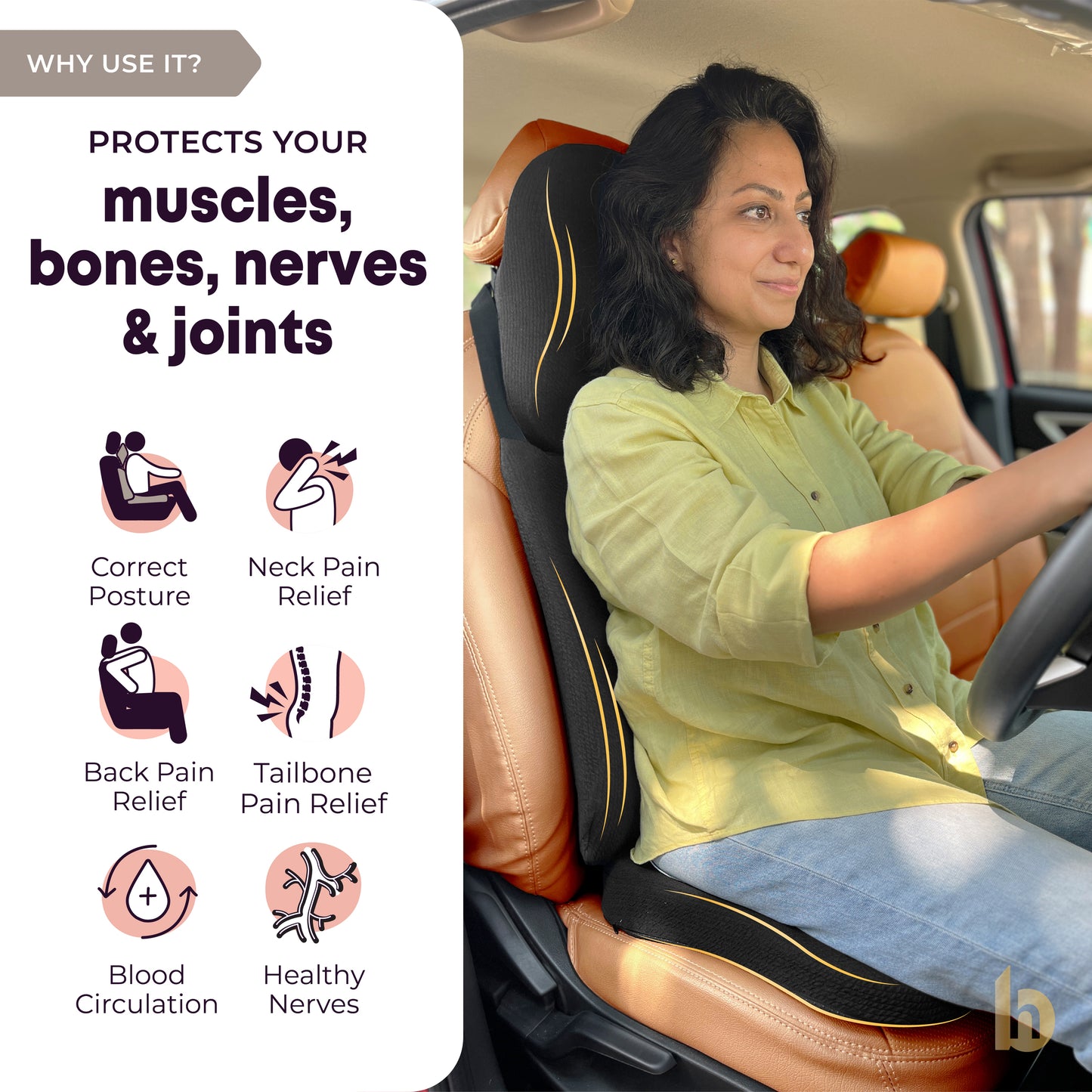 PosturePro Car Back, Neck and Seat Cushion Combo
