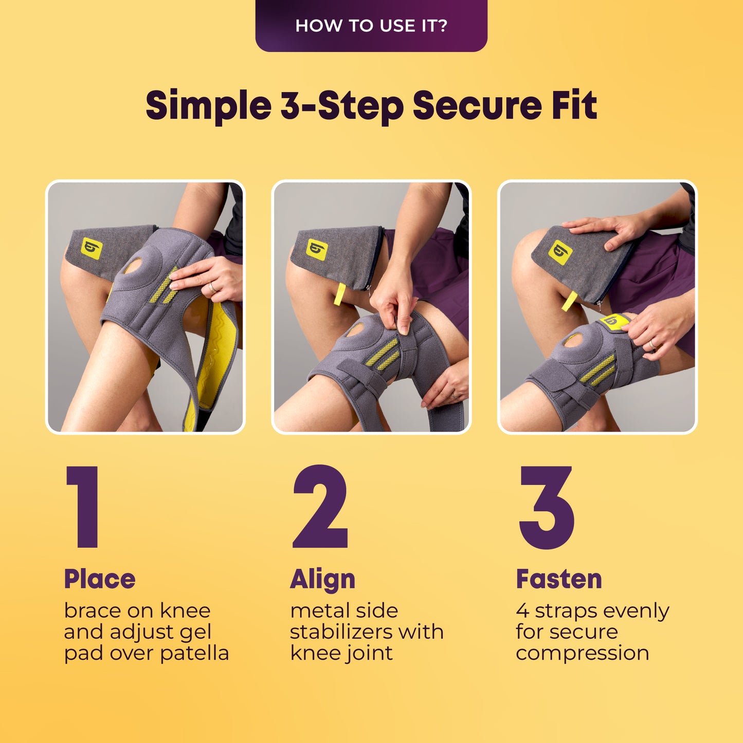 Knee Brace with 4-Strap Support & Stabilizers for Sports Recovery