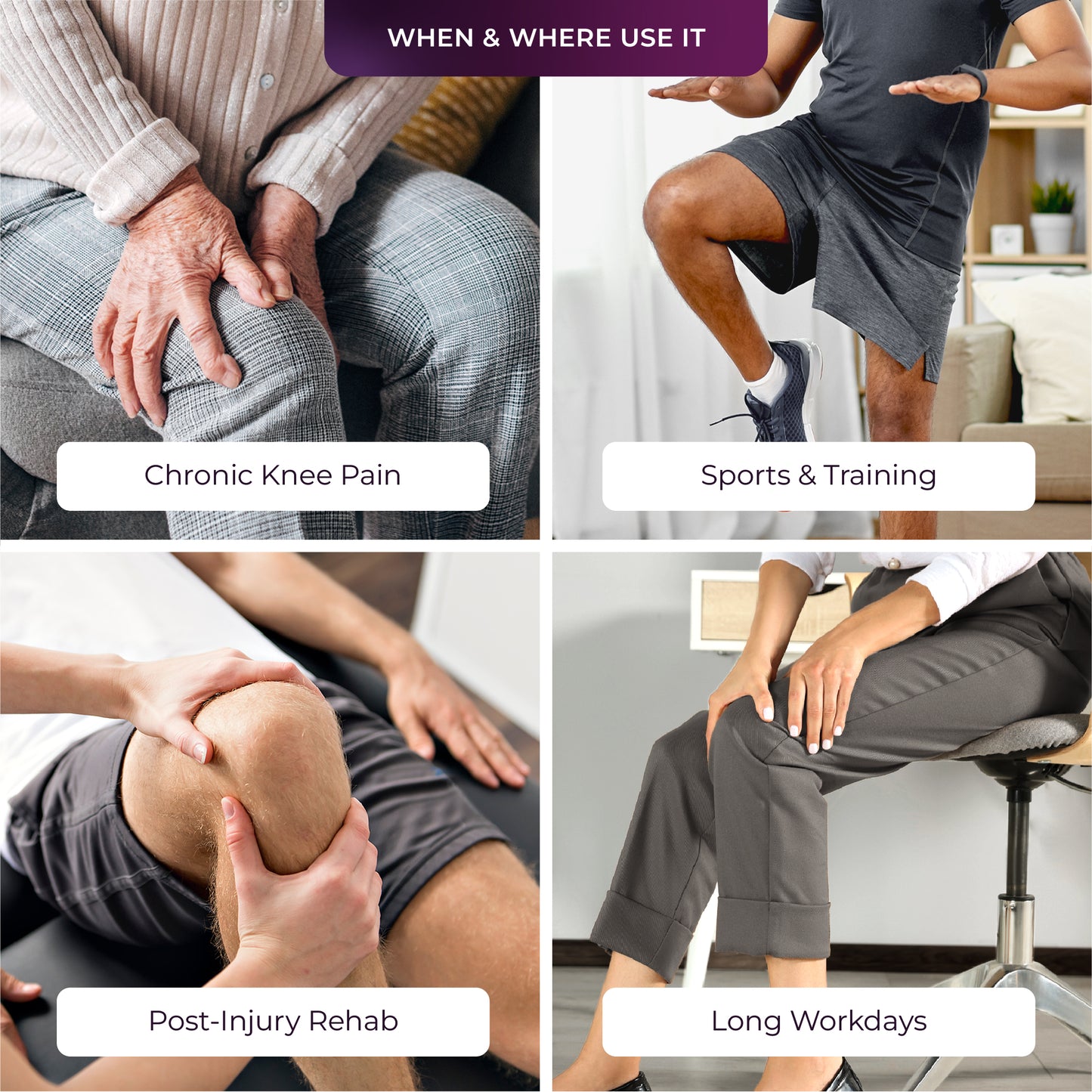 Knee Brace with 4-Strap Support & Stabilizers for Sports & Recovery