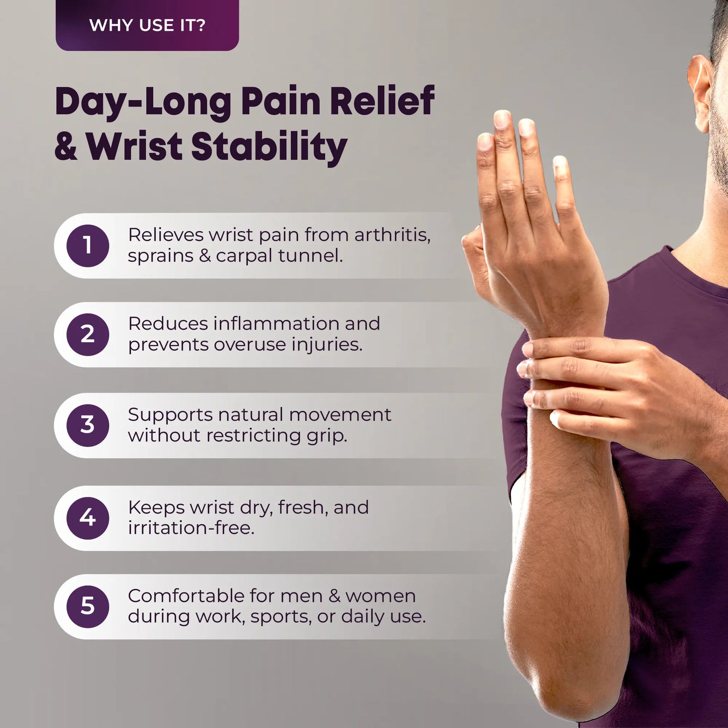 Wrist Support Brace with Thumb Loop for Sports & Recovery