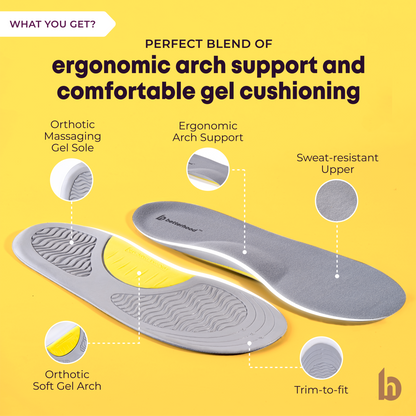Arch Support Insoles for Flat Feet - Orthotic Gel Shoe Inserts for Men & Women