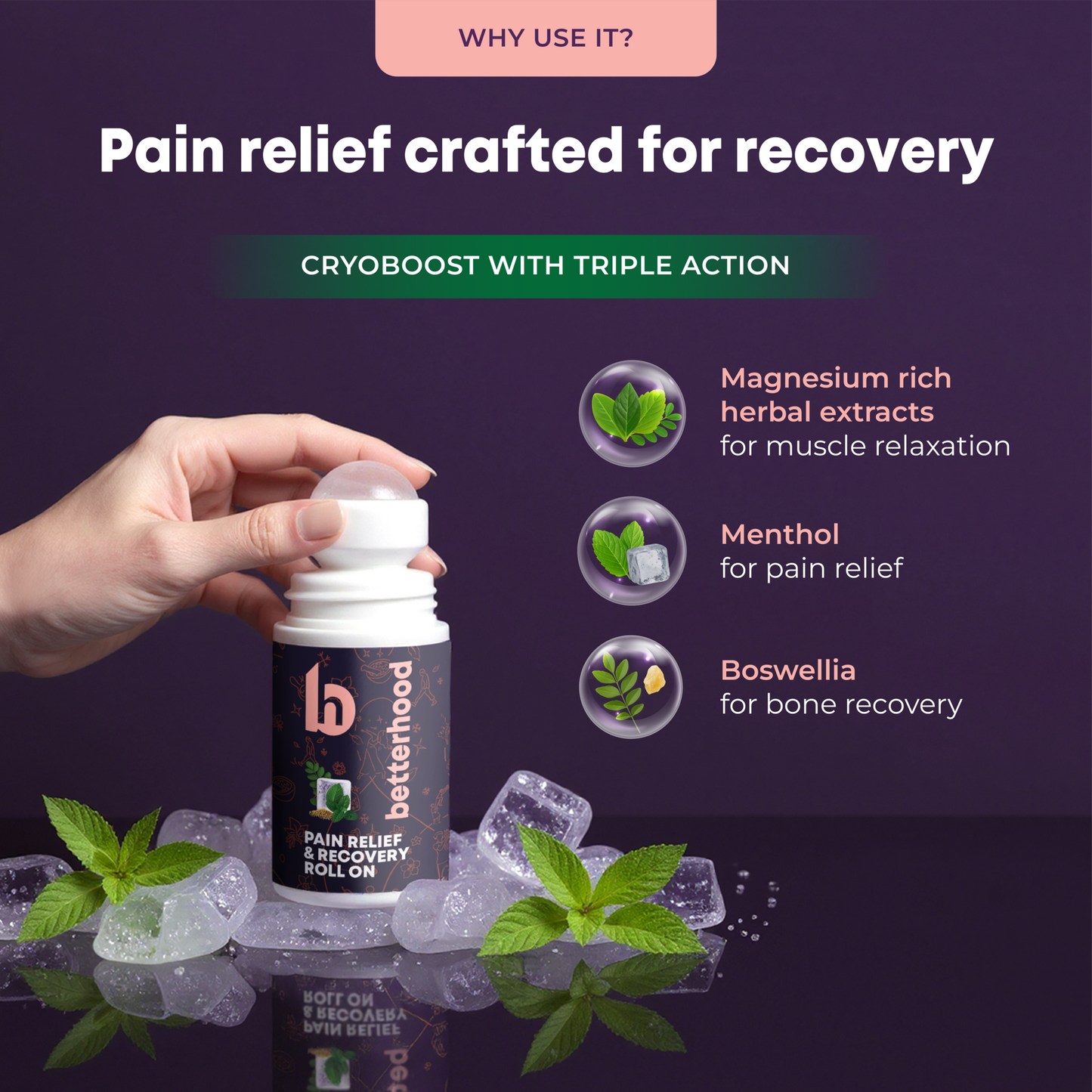 Recovery Roll-On with Menthol, Magnesium & Boswellia (50 ml)
