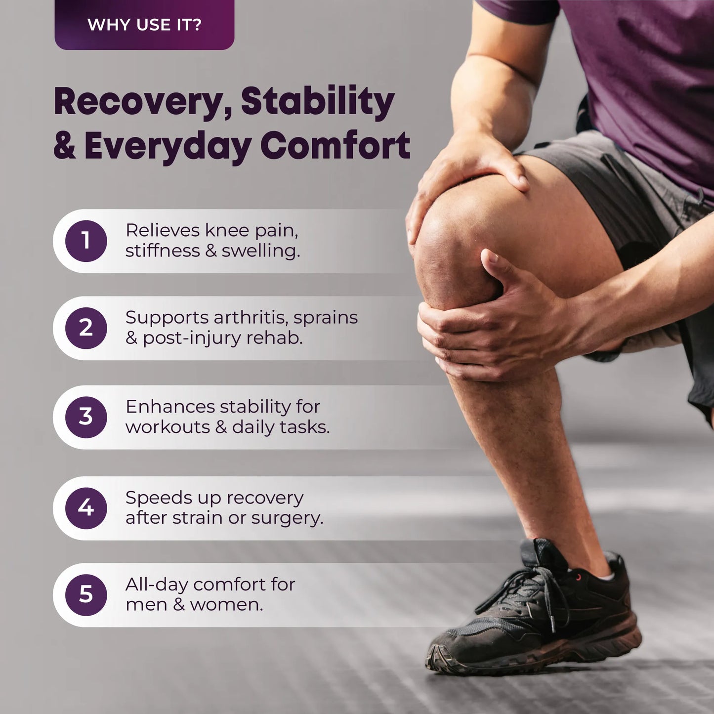 Knee Sleeve with Stabilizers for Support