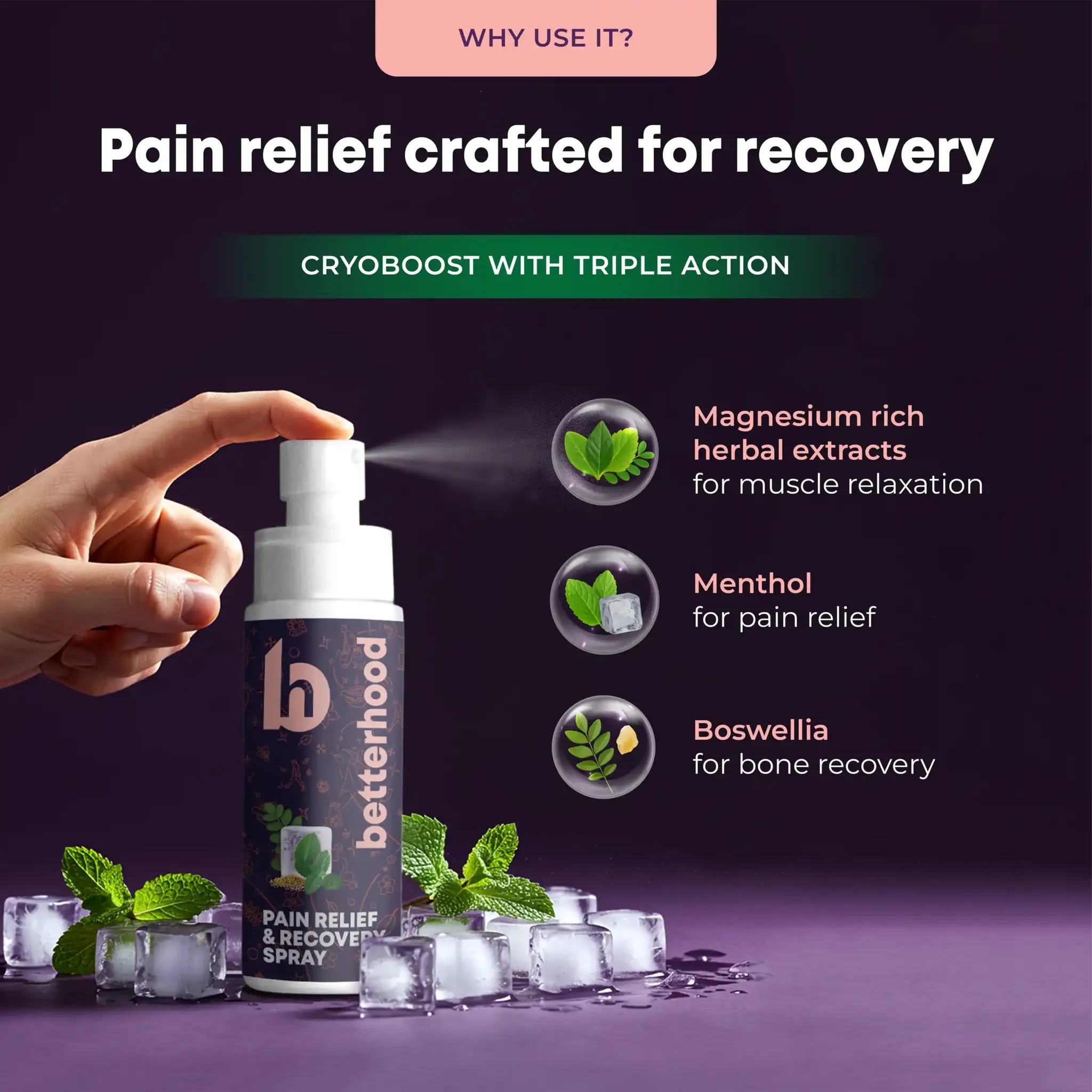 Why use betterhood Pain Relief and Recovery Spray (100 ml)