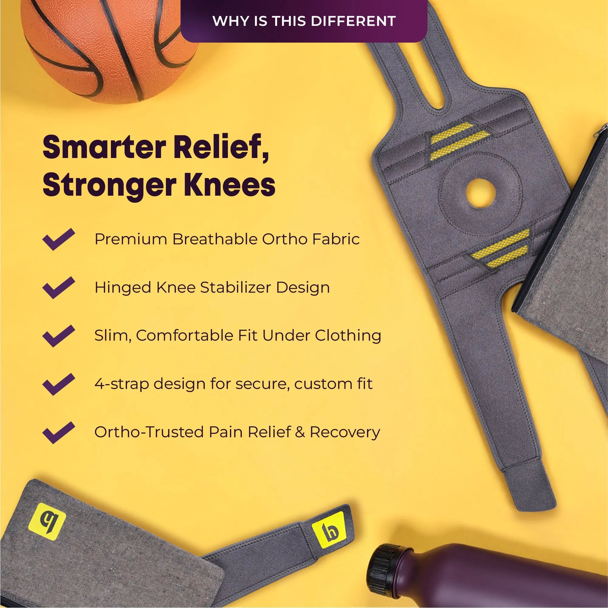 betterhood Premium 4-Strap Knee Brace with Stabilizers features