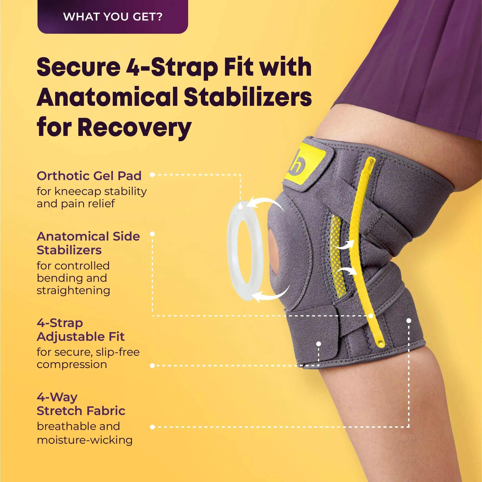 betterhood Premium 4-Strap Knee Brace with Stabilizers philosophy