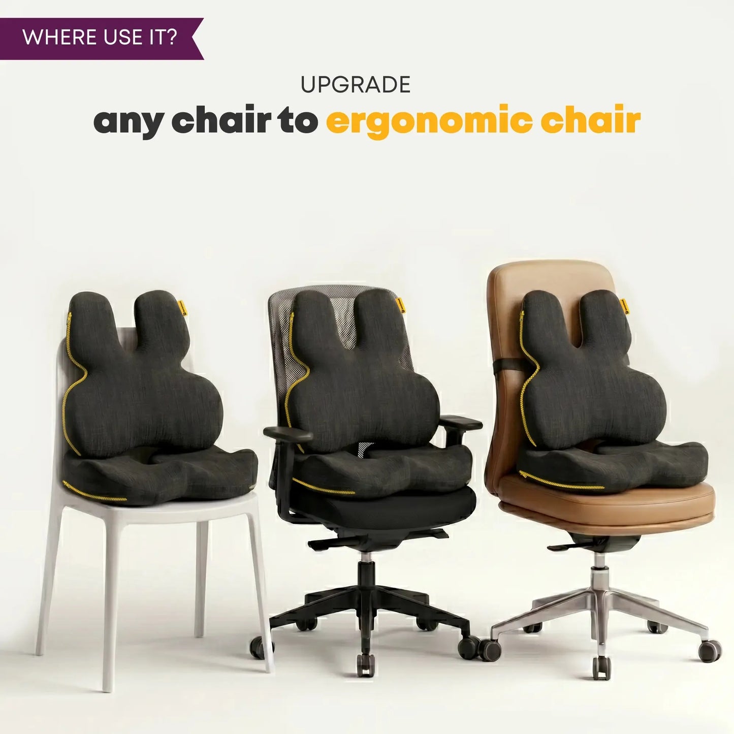 Betterhood Chair Cushions Combo - Ergonomic Memory Foam Backrest & Seat Cushion (Copy)