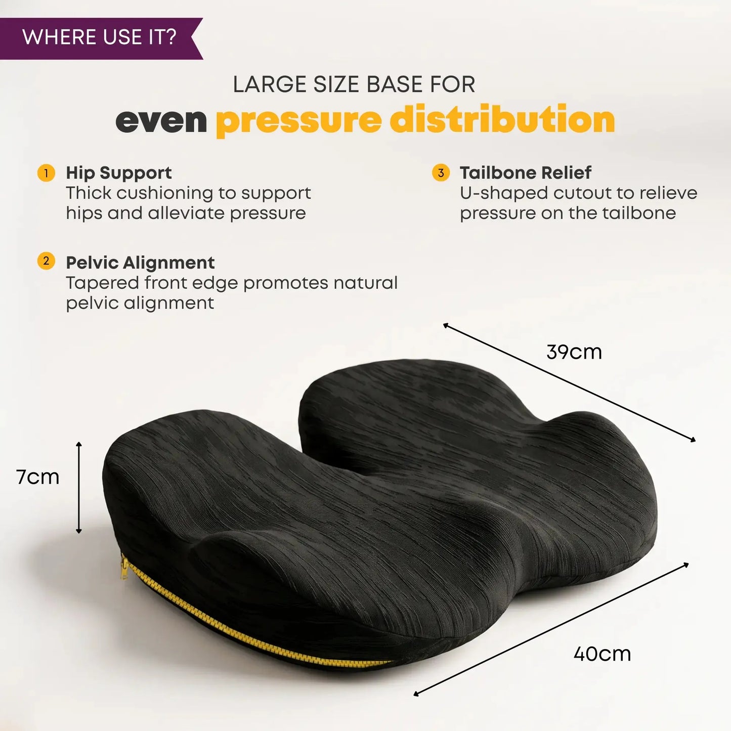 Betterhood Chair Cushions Combo - Ergonomic Memory Foam Backrest & Seat Cushion (Copy)
