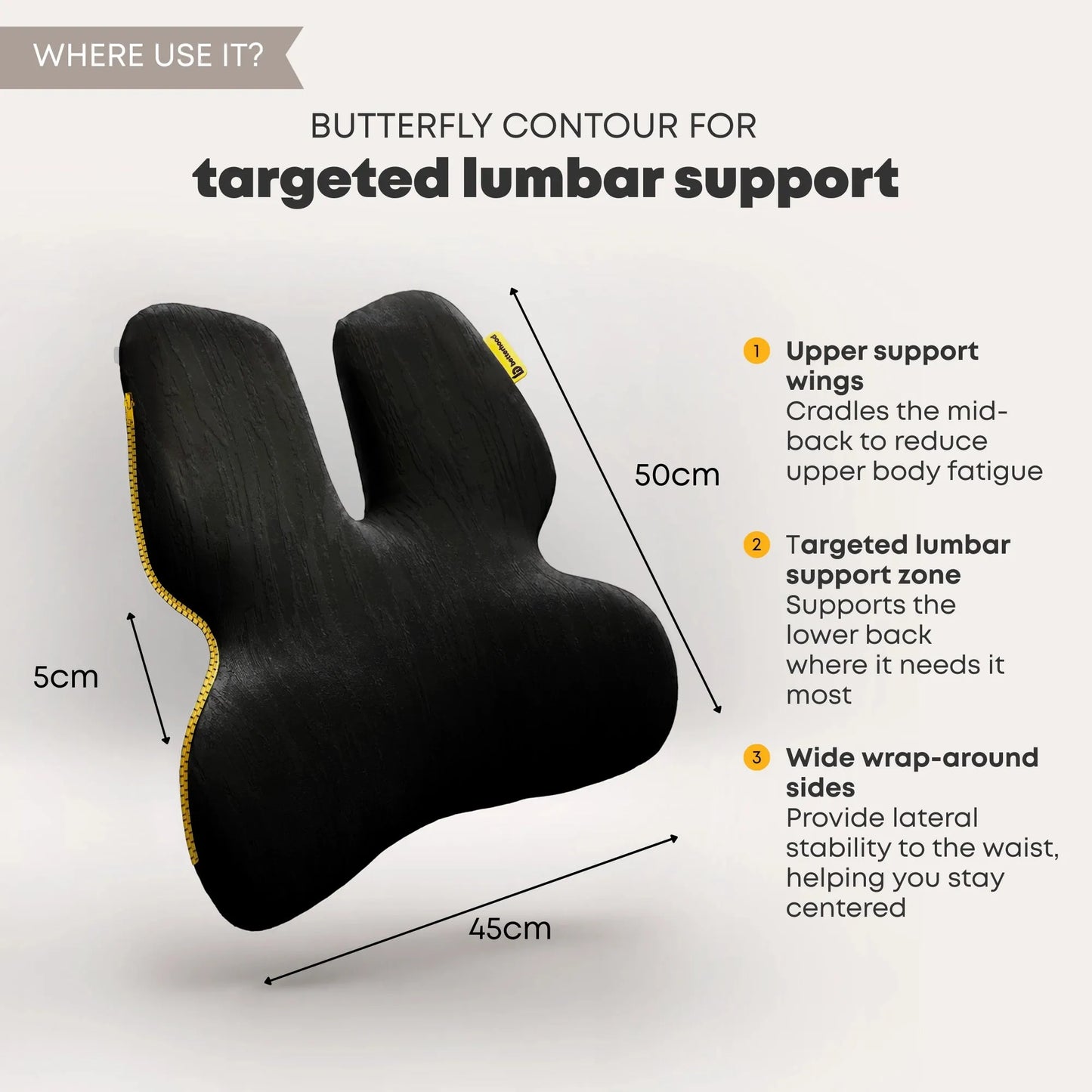 Betterhood Lumbar Backrest Cushion for Chair - Ergonomic Memory Foam Back Support (Copy)