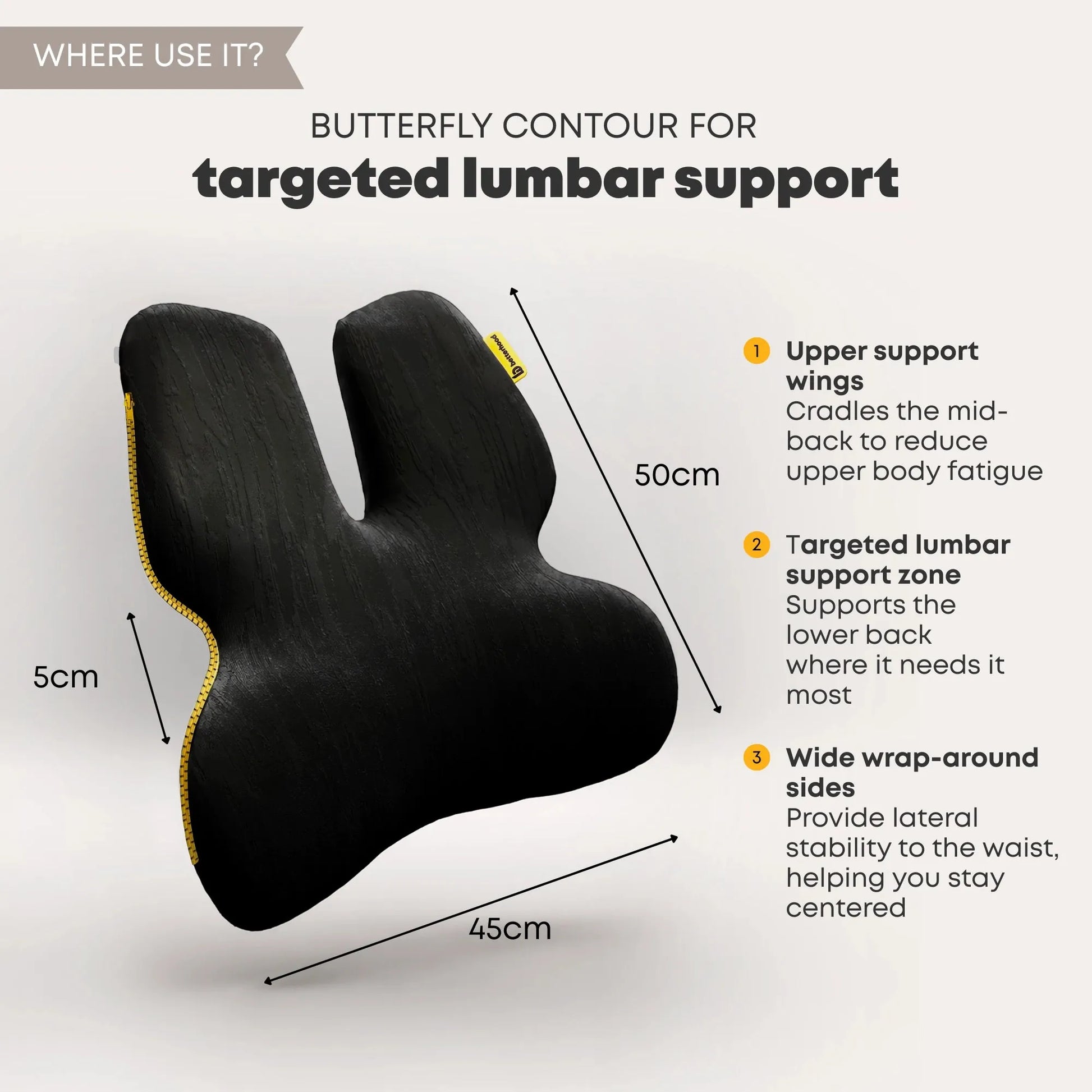 Betterhood Lumbar Backrest Cushion for Chair - Ergonomic Memory Foam Back Support (Copy)