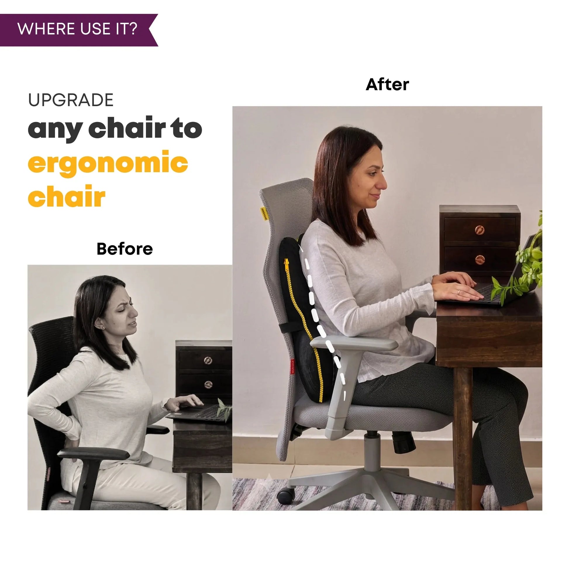 Betterhood Lumbar Backrest Cushion for Chair - Ergonomic Memory Foam Back Support (Copy)