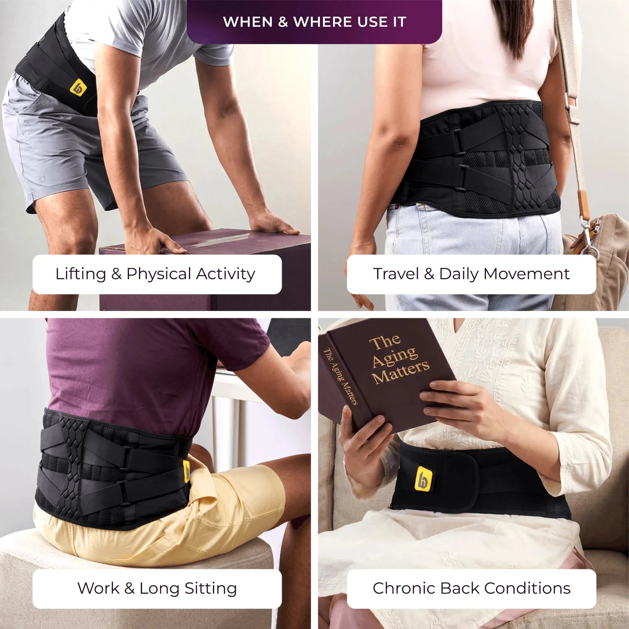 Where to use Lumbar Support Belt: 8-Stabilizer Ortho-Grade Back Support